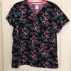 Breast Cancer Scrub Top - Scrubstar Size Large